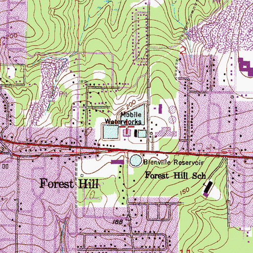 Topographic Map of Mobile Waterworks, AL