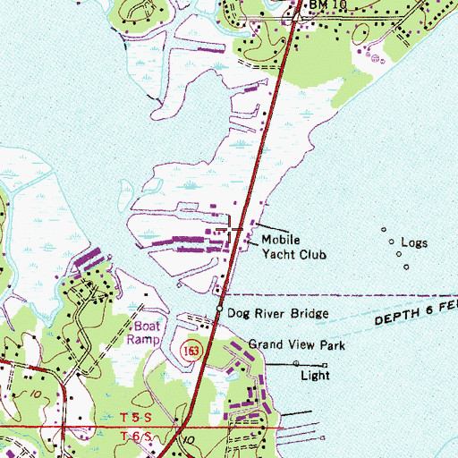 Topographic Map of Mobile Yacht Club, AL