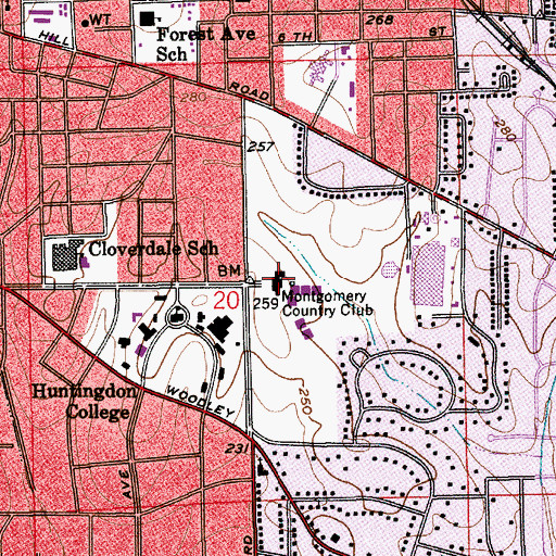 Topographic Map of Montgomery Country Club, AL