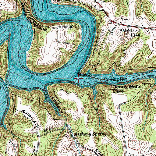 Topographic Map of Goosage Mill (historical), TN