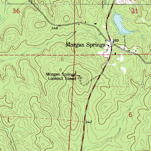 Topographic Map of Morgan Springs Lookout Tower, AL