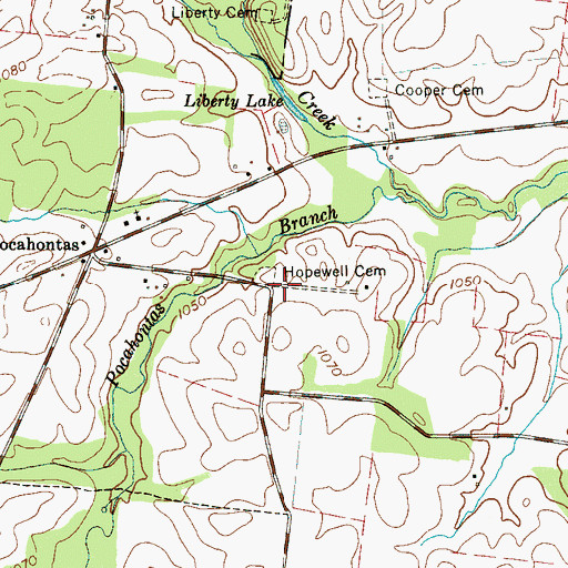 Topographic Map of Hopewell Primitive Baptist Church (historical), TN