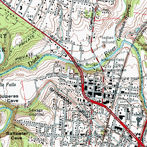 Topographic Map of Manchester School (historical), TN