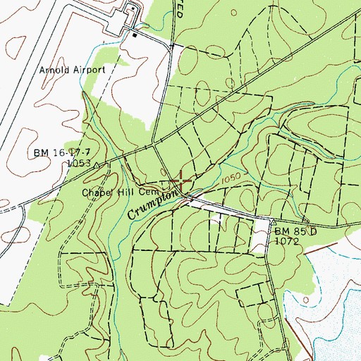 Topographic Map of Old Hills Chapel Church (historical), TN