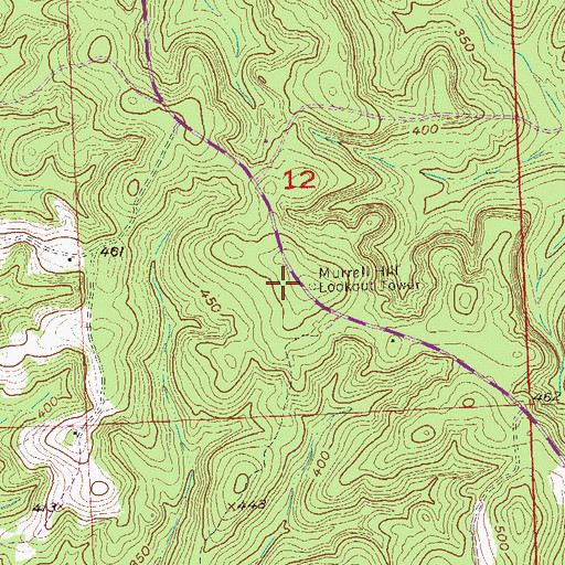 Topographic Map of Murrell Hill Lookout Tower, AL