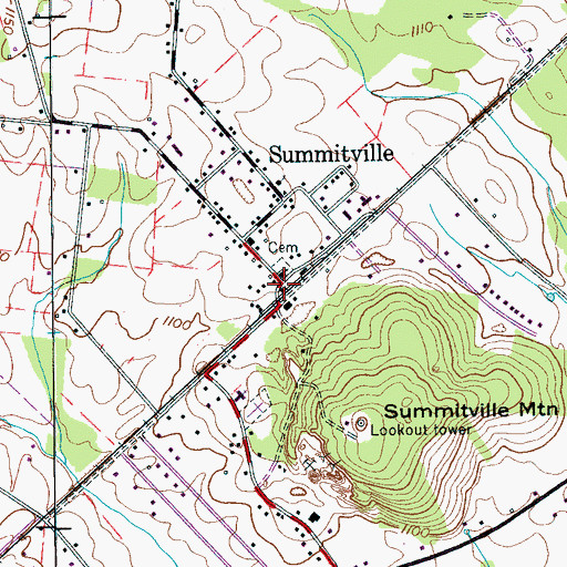 Topographic Map of Summitville Methodist Church, TN