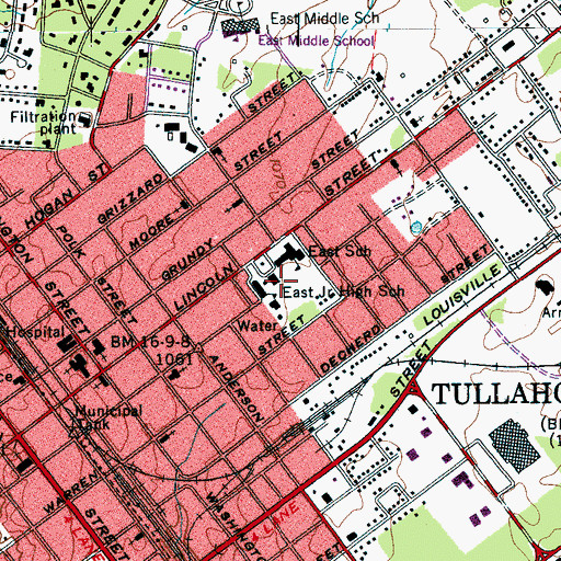 Topographic Map of Woolwine School (historical), TN