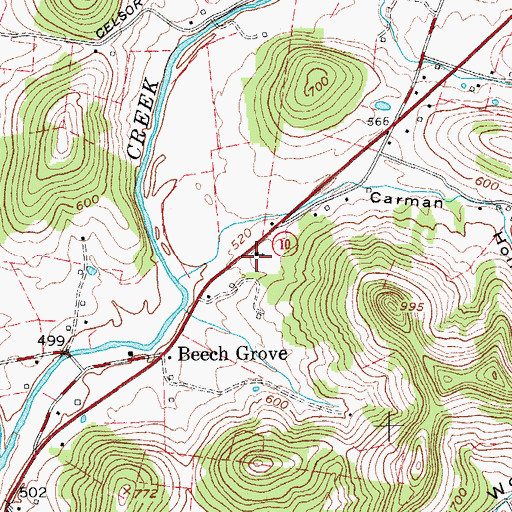 Topographic Map of Beech Grove United Methodist Church, TN