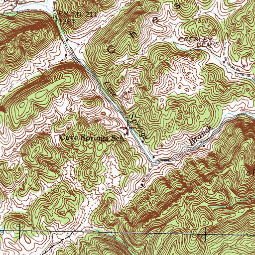 Topographic Map of Cave Springs Baptist Church, TN