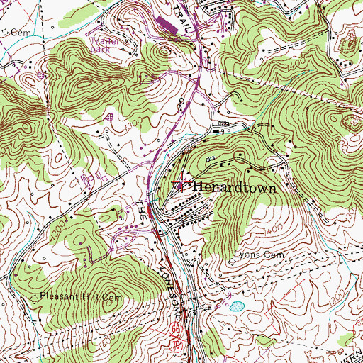 Topographic Map of Henards Chapel Baptist Church, TN