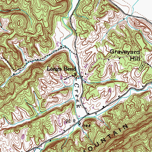 Topographic Map of Longs Bend Baptist Church, TN