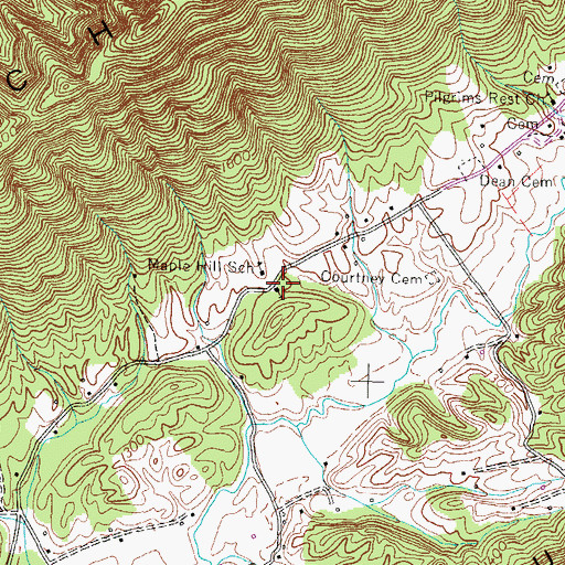 Topographic Map of Maple Hill Baptist Church, TN