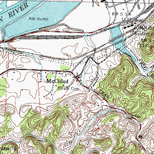 Topographic Map of McCloud Baptist Church, TN