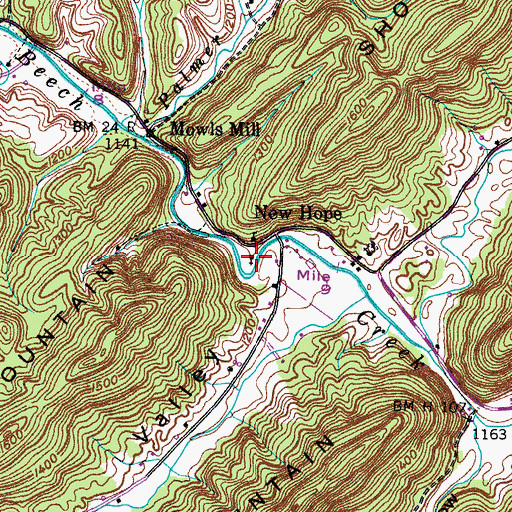 Topographic Map of New Hope Baptist Church, TN