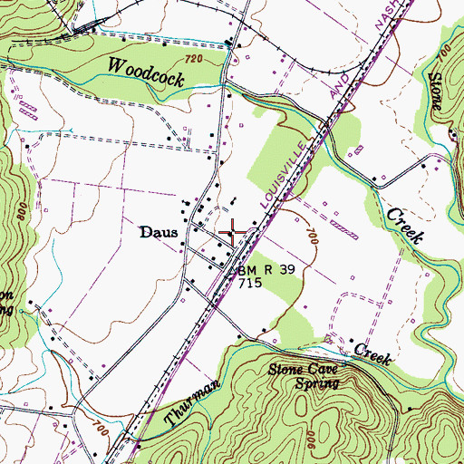 Topographic Map of Daus School (historical), TN