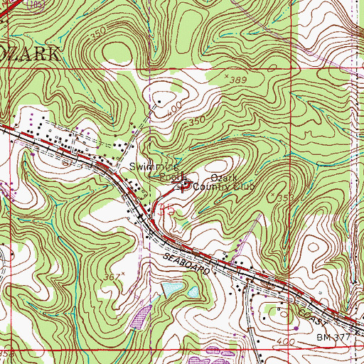 Topographic Map of Ozark Country Club, AL