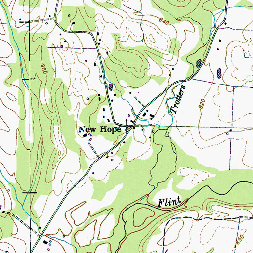 Topographic Map of New Hope Baptist Church, TN