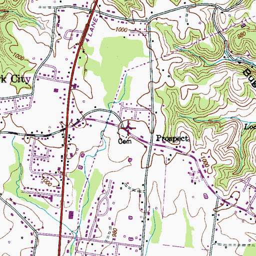 Topographic Map of Prospect Baptist Church, TN