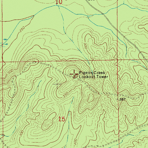 Topographic Map of Pigeon Creek Lookout Tower, AL