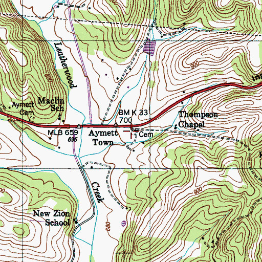 Topographic Map of Aymett Cemetery, TN