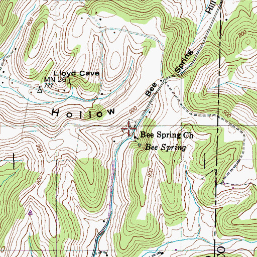 Topographic Map of Bee Spring Cemetery, TN
