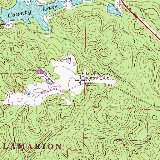 Topographic Map of Pikeville Country Club, AL