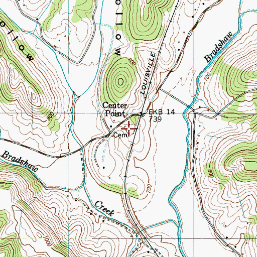 Topographic Map of Bradshaw-Center Point Cemetery, TN