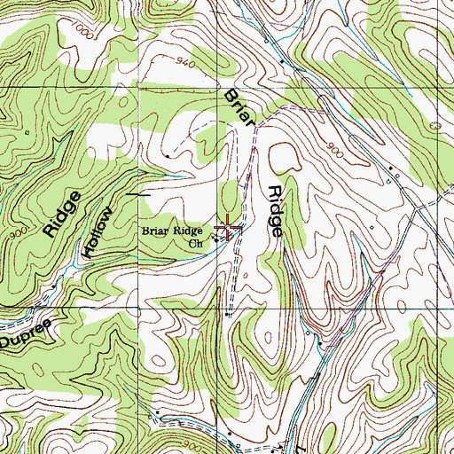 Topographic Map of Briar Ridge Cemetery, TN