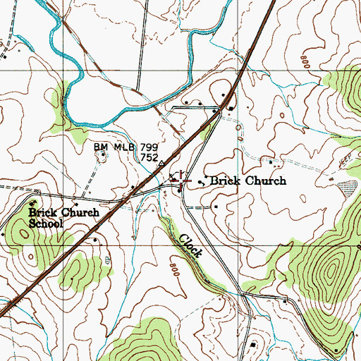 Topographic Map of Brick Church Cemetery, TN