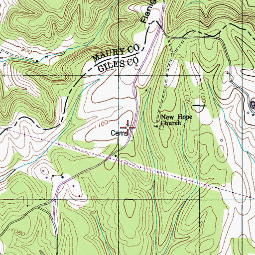 Topographic Map of Elk Ridge Cemetery, TN