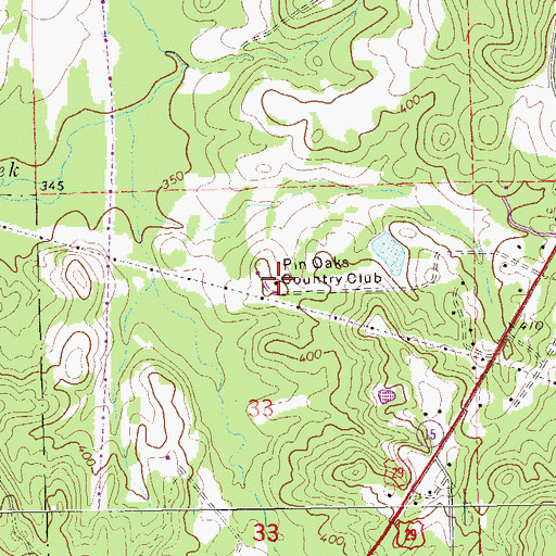 Topographic Map of Pin Oaks Country Club, AL