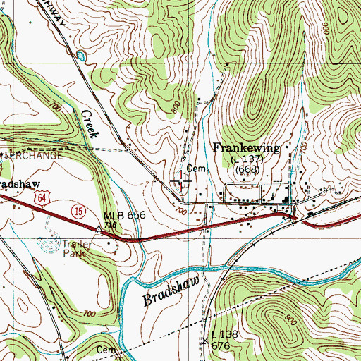 Topographic Map of Frankewing Cemetery, TN