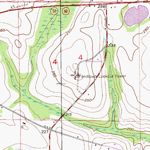 Topographic Map of Pondtown Lookout Tower, AL