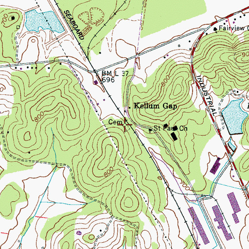Topographic Map of Kellums Gap Cemetery, TN