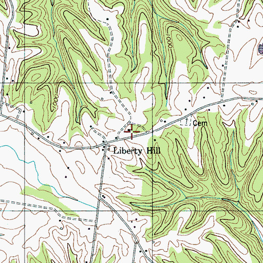Topographic Map of Liberty Hill Baptist Church, TN