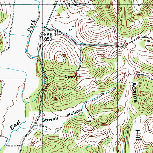 Topographic Map of Pleasant Hill Cemetery, TN