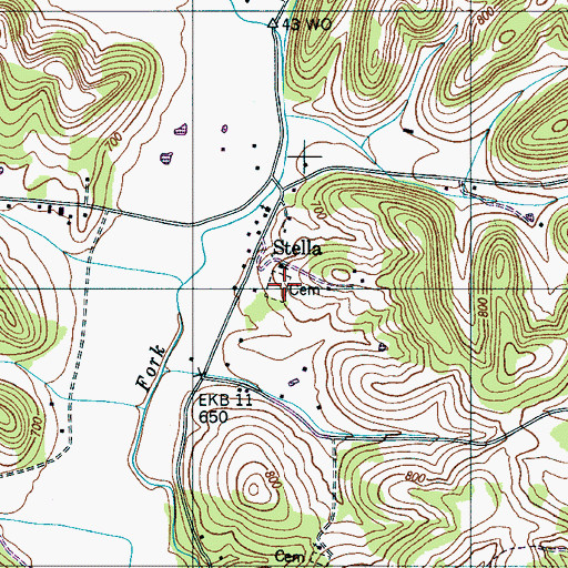 Topographic Map of Stella Cemetery, TN