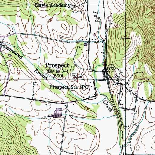 Topographic Map of Prospect Cemetery, TN