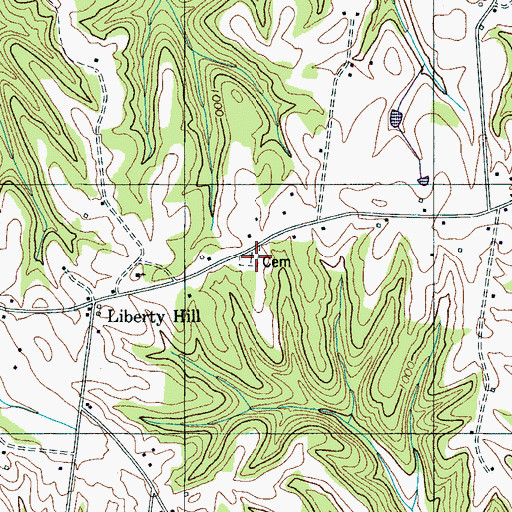 Topographic Map of Liberty Hill Cemetery, TN