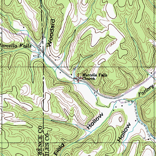 Topographic Map of Marcella Cemetery, TN