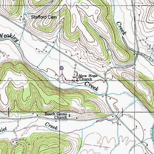 Topographic Map of New Hope Cemetery, TN