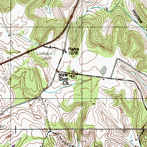 Topographic Map of New Zion Cemetery, TN