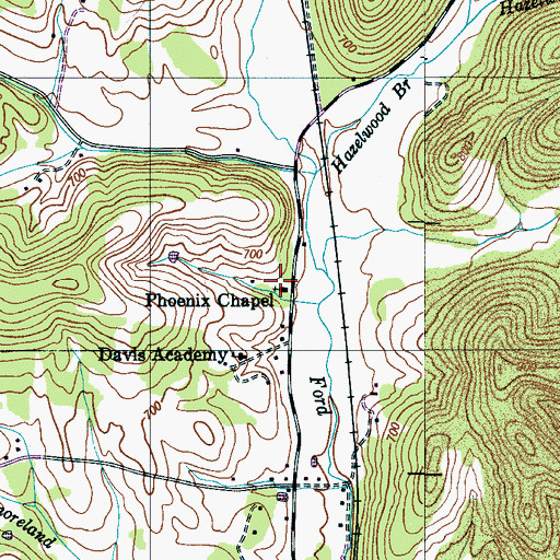 Topographic Map of Phoenix Chapel Cemetery, TN