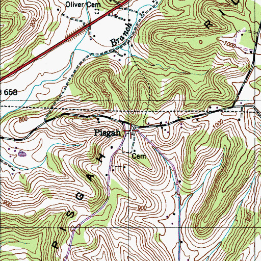 Topographic Map of Pisgah Church, TN
