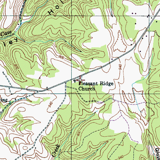 Topographic Map of Pleasant Ridge Cemetery, TN