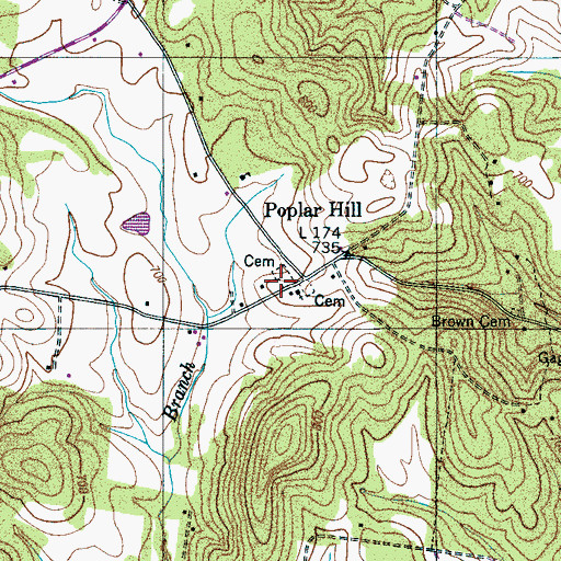 Topographic Map of Polar Hill Cemetery, TN