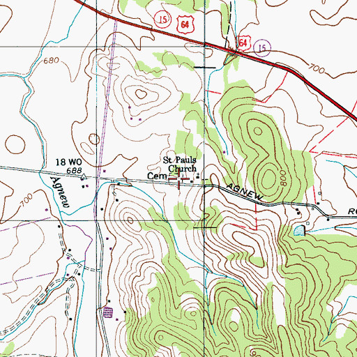 Topographic Map of Saint Pauls Cemetery, TN