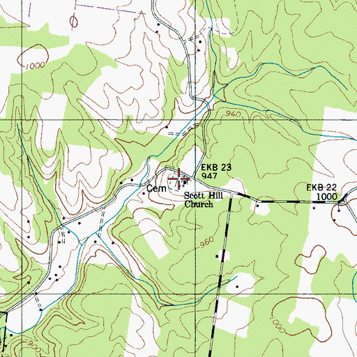 Topographic Map of Scotts Hill Cemetery, TN