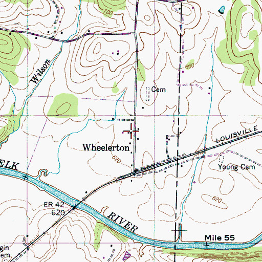 Topographic Map of Wheelerton Baptist Church, TN