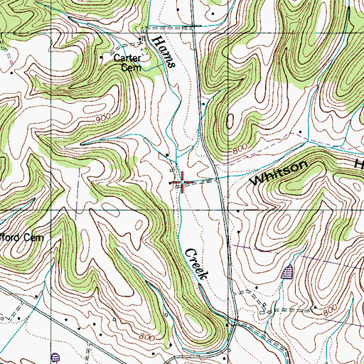 Topographic Map of Whitsons Creek, TN